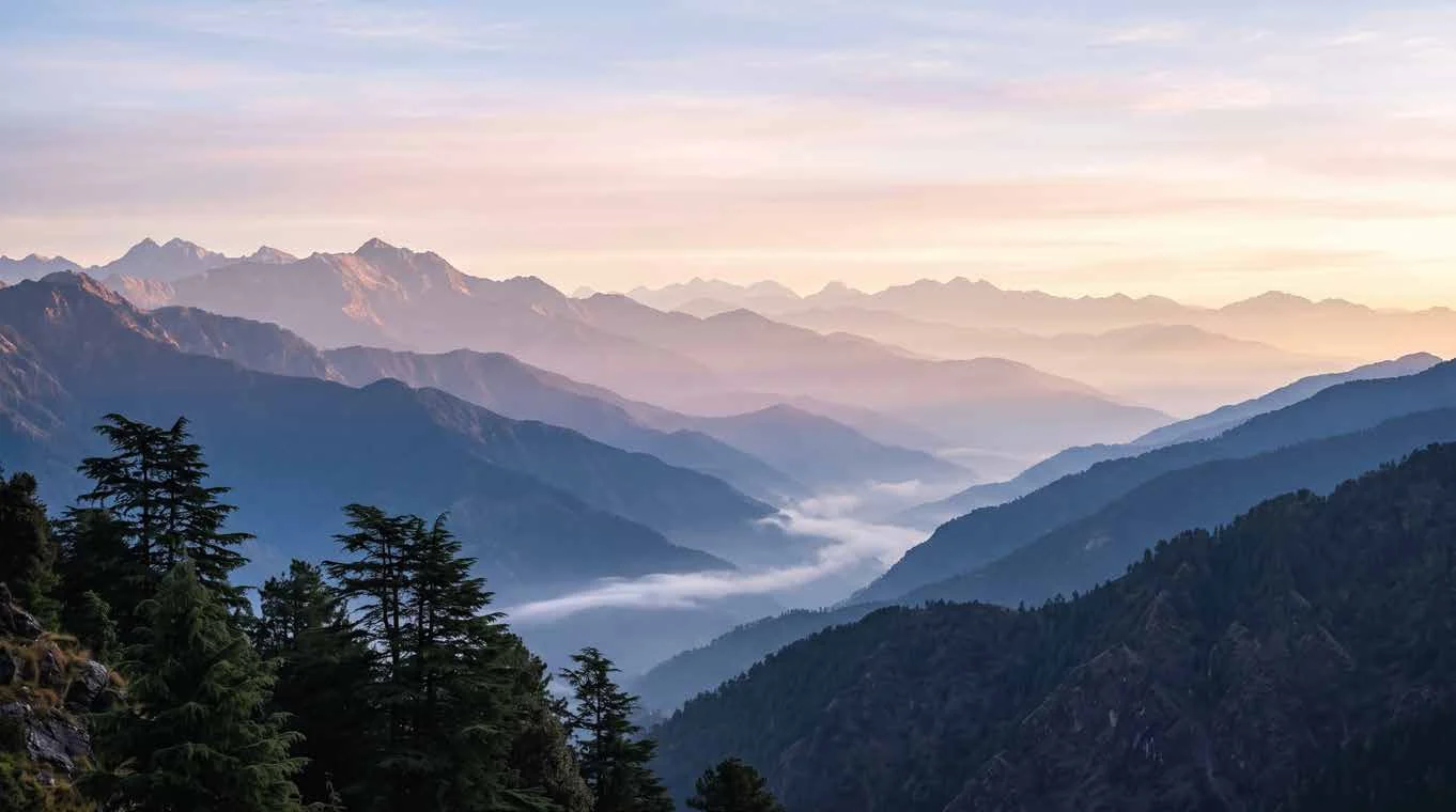 Abhinandan Lodha Shimla - The Ridge Gharshi Valley and the Himalayan ranges at dawn