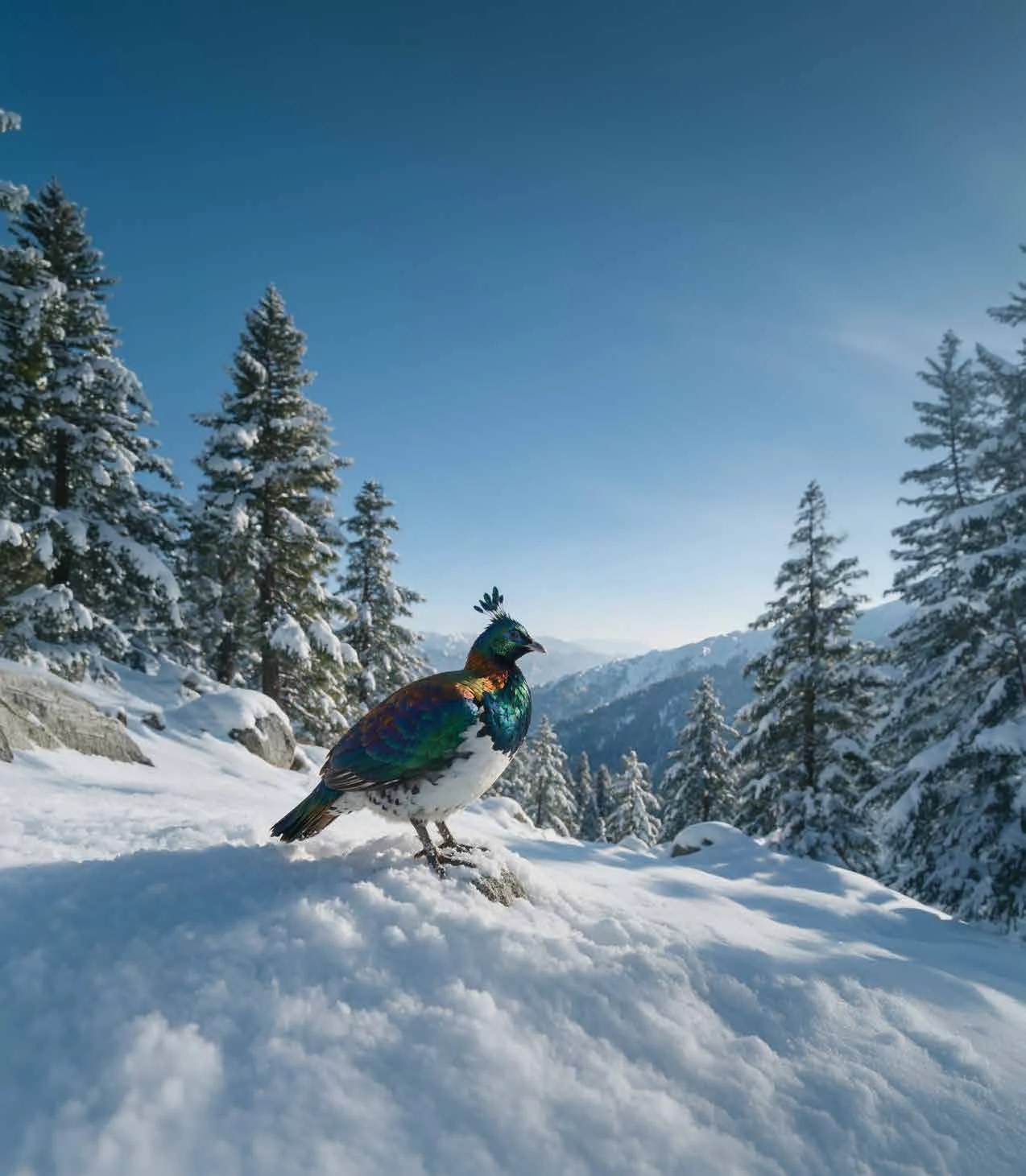 Abhinandan Lodha Shimla - The Ridge Himalayan Monal in the snow at Mashobra