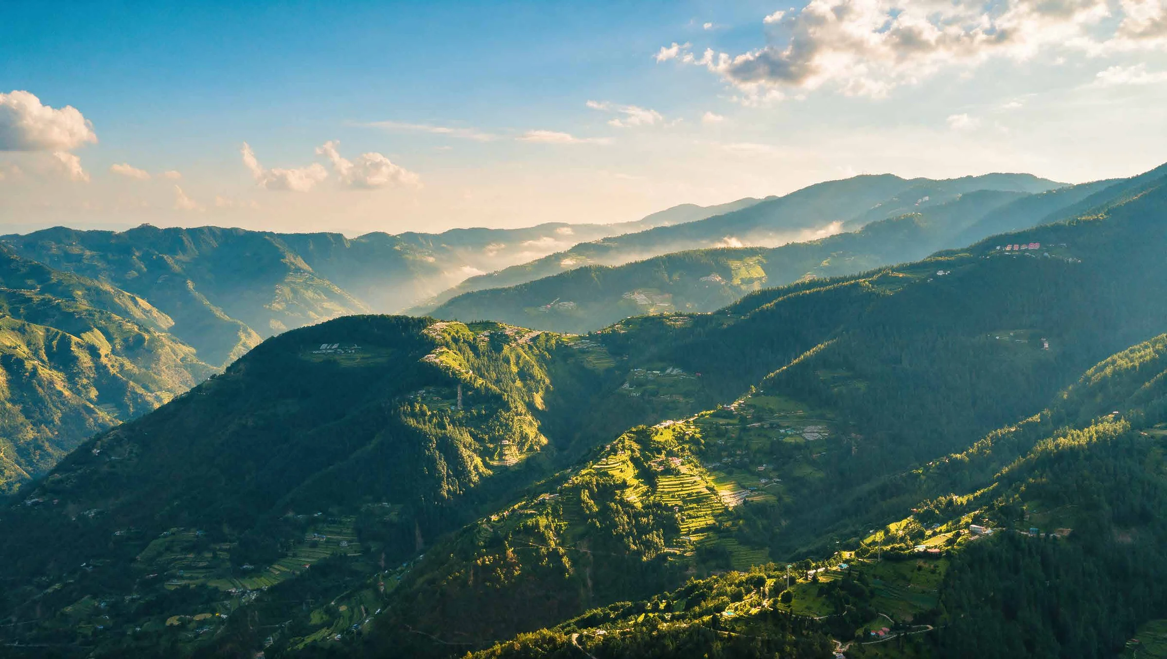 Abhinandan Lodha Shimla - The Ridge Himalayan valley panorama at sunrise above Mashobra, Shimla
