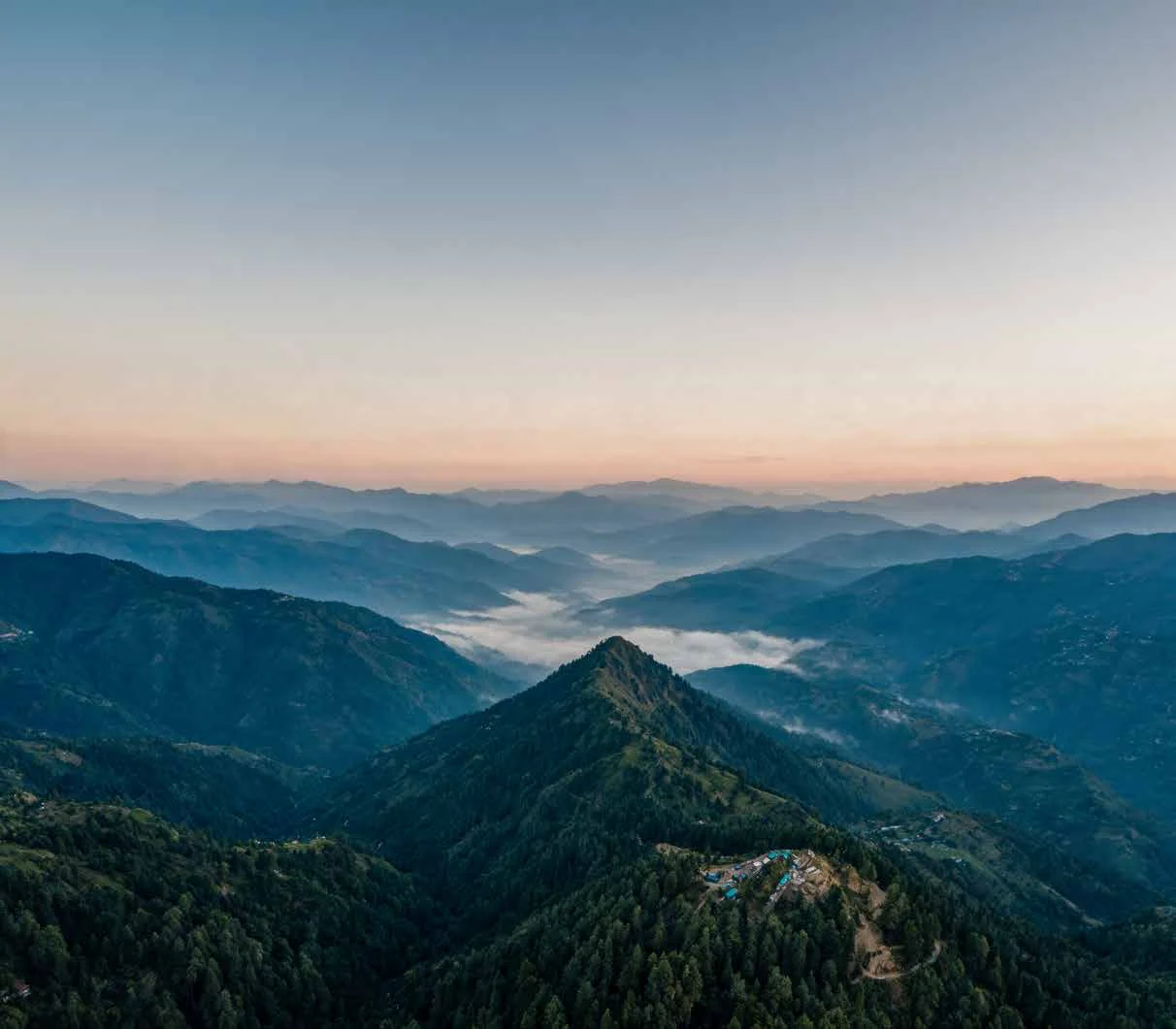 Abhinandan Lodha Shimla - The Ridge misty Himalayan ranges above Mashobra at first light
