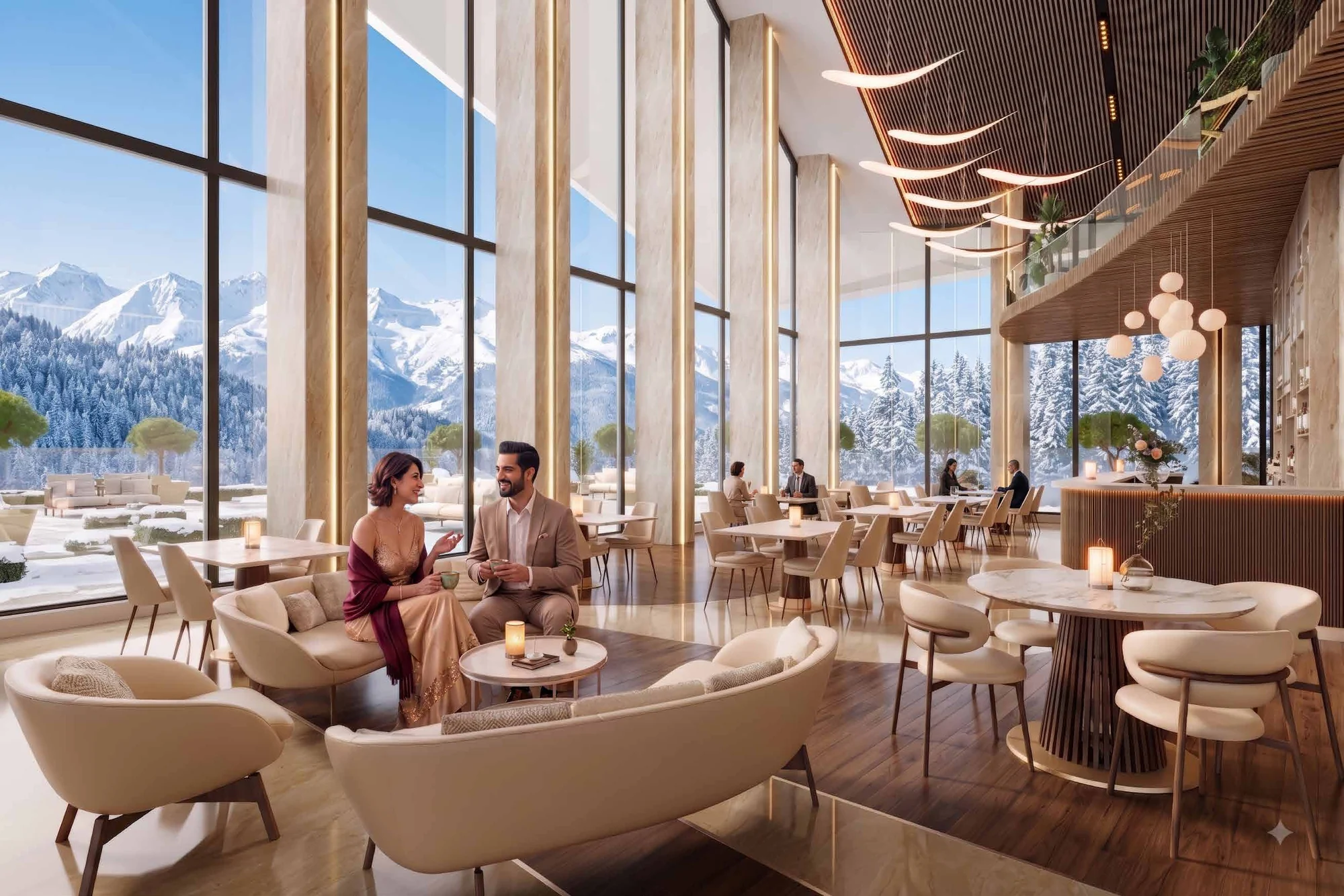 Abhinandan Lodha Shimla - The Ridge signature restaurant and fireside lounge in the clubhouse