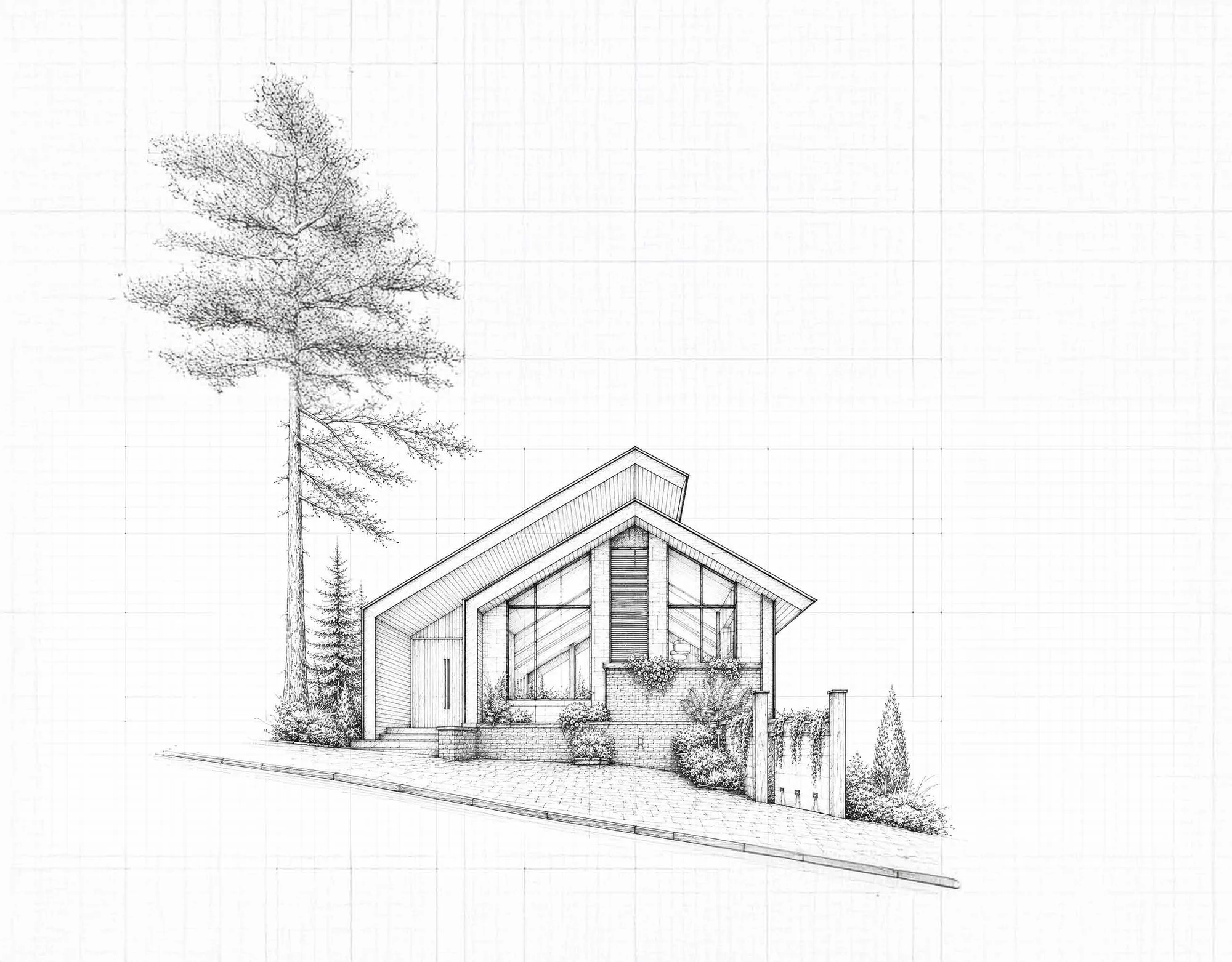 Abhinandan Lodha Shimla - The Ridge architectural elevation study of a villa on the slope